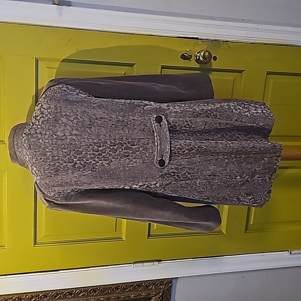 Chicos Long Patchwork Gray Velvet Lightweight Jac… - image 3